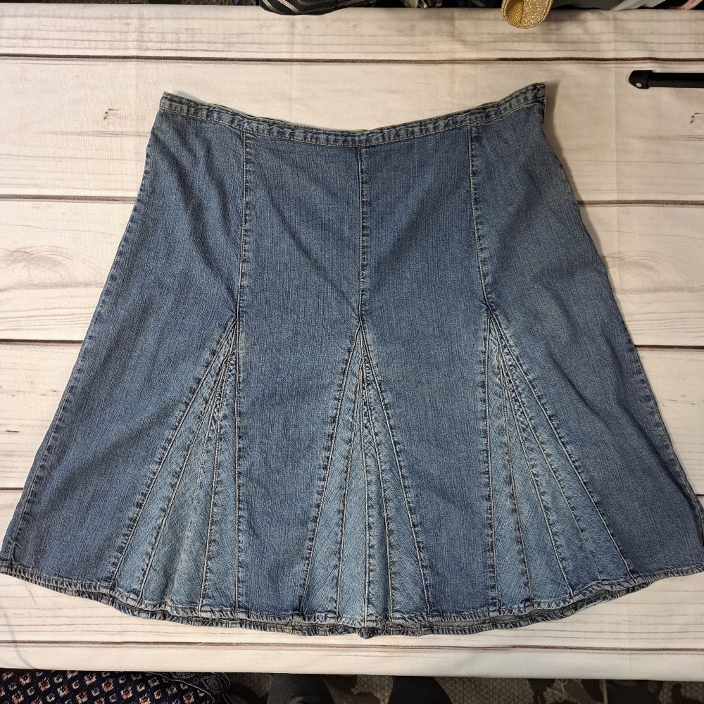The Territory Ahead Blue A-Line Skirt Clasp Needs To Be Re Sewn In